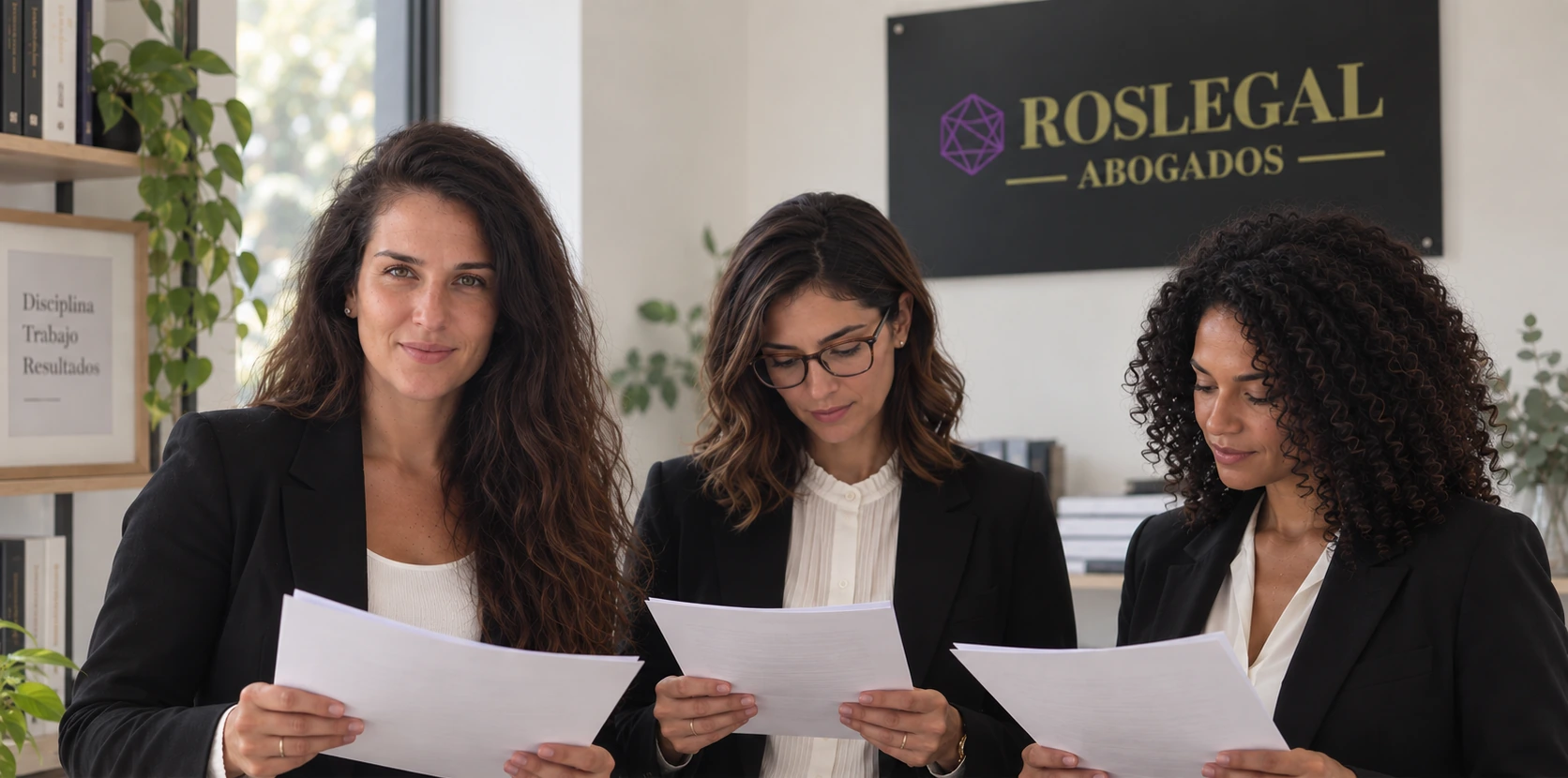 Profesionales de Ros Legal Abogados revisando documentación inmobiliaria en la oficina